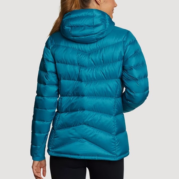 Eddie Bauer Women's Downlight 2.0 Hooded Puffer Jacket Meridian Blue Medium TALL - Picture 9 of 15